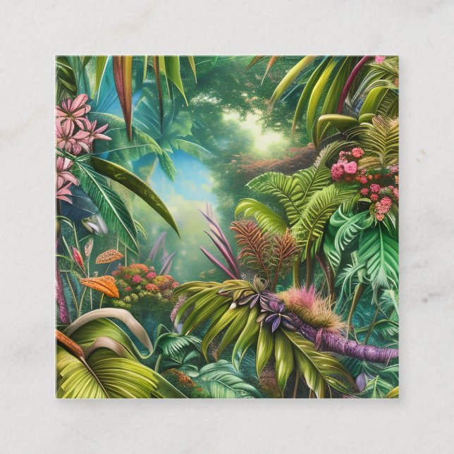 Tropical Leaves and Flowers are Renowned for Their Square Business Card (Front)