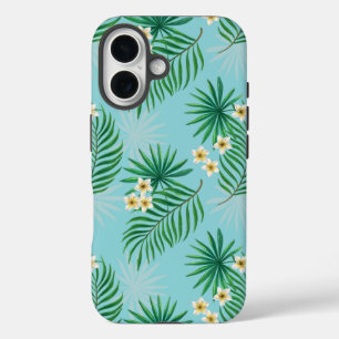Tropical leaves and flowers iPhone 16 case