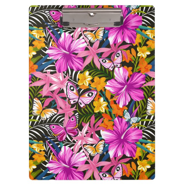 Tropical leaves and flowers clipboard (Front)
