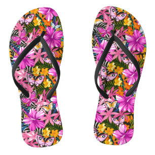 Tropical leaves and flowers jandals