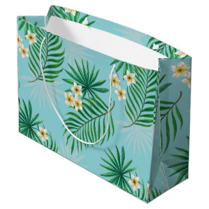 Tropical leaves and flowers large gift bag