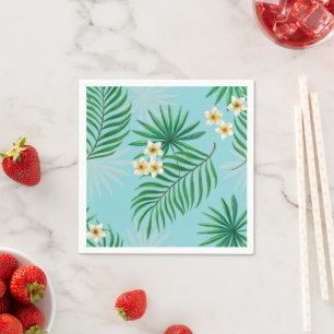 Tropical leaves and flowers napkin