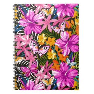 Tropical leaves and flowers notebook
