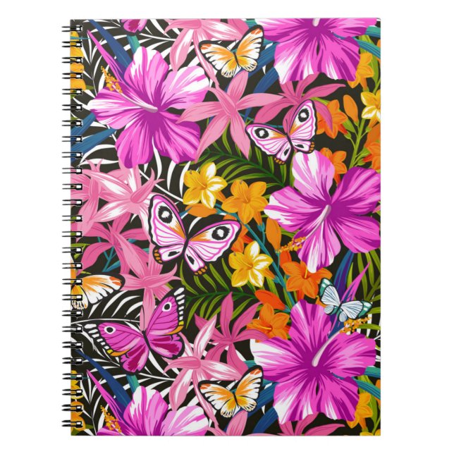 Tropical leaves and flowers notebook (Front)