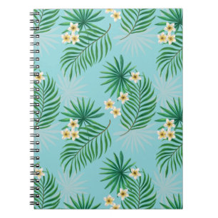 Tropical leaves and flowers notebook