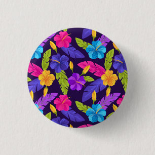 Tropical Leaves and Flowers Pattern-23857 3 Cm Round Badge