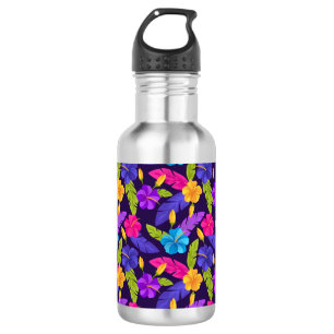 Tropical Leaves and Flowers Pattern-23857 532 Ml Water Bottle