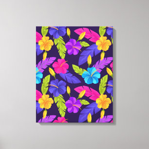 Tropical Leaves and Flowers Pattern-23857 Canvas Print