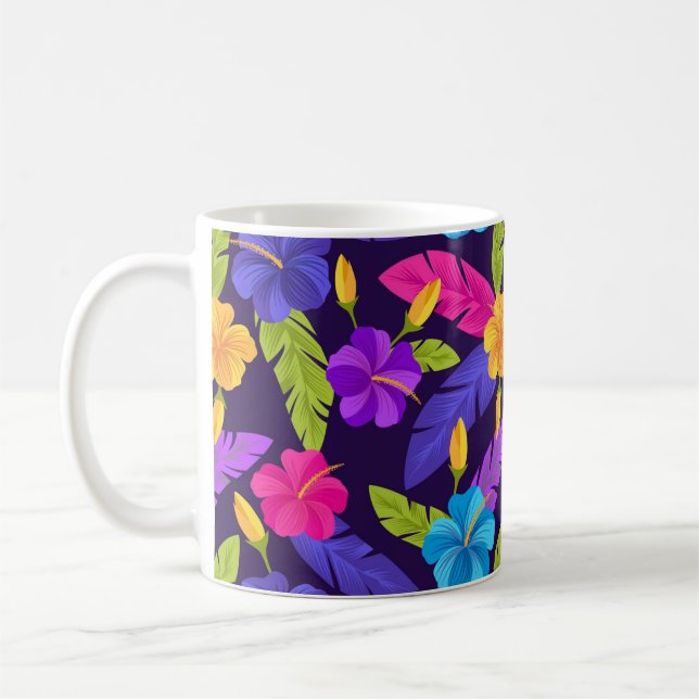 Tropical Leaves and Flowers Pattern-23857 Coffee Mug (Left)
