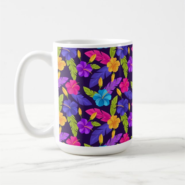 Tropical Leaves and Flowers Pattern-23857 Coffee Mug (Left)