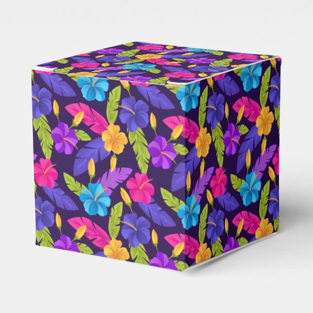Tropical Leaves and Flowers Pattern-23857 Favour Box (Front Side)