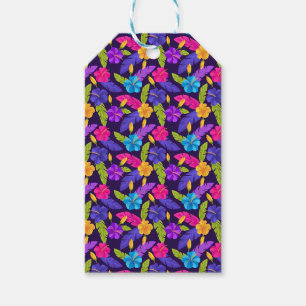 Tropical Leaves and Flowers Pattern-23857 Gift Tags