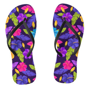 Tropical Leaves and Flowers Pattern-23857 Jandals