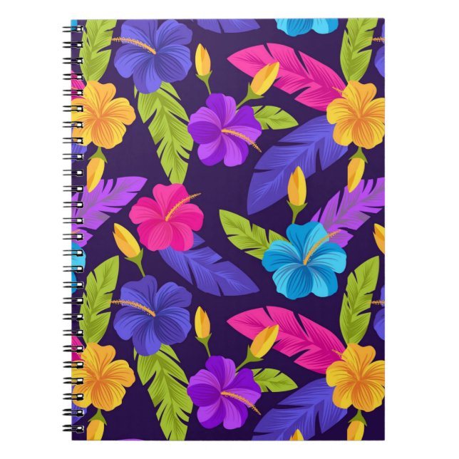 Tropical Leaves and Flowers Pattern-23857 Notebook (Front)