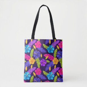Tropical Leaves and Flowers Pattern-23857 Tote Bag