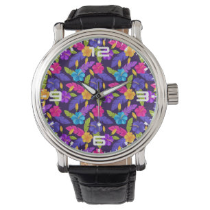 Tropical Leaves and Flowers Pattern-23857 Watch