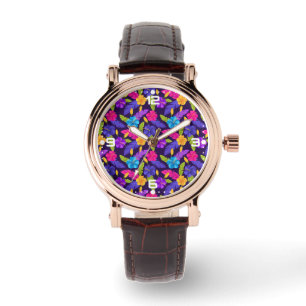 Tropical Leaves and Flowers Pattern-23857 Watch