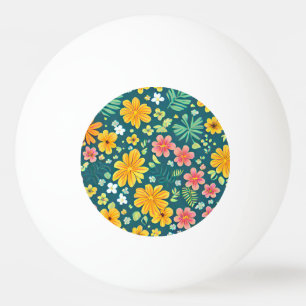 Tropical leaves and flowers pattern ping pong ball