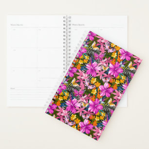 Tropical leaves and flowers planner