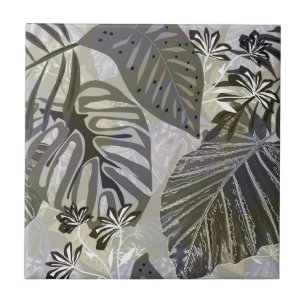 Tropical leaves and flowers. tile