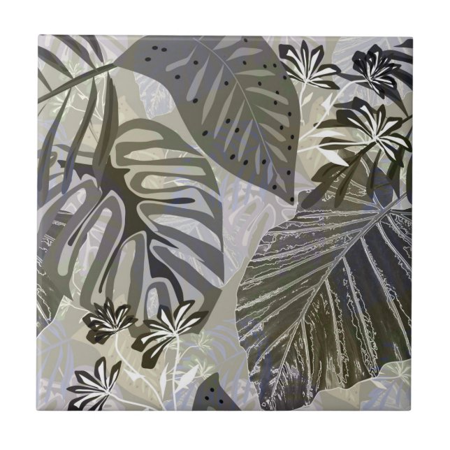 Tropical leaves and flowers. tile (Front)
