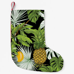 Tropical leaves and fruits seamless pattern small christmas stocking