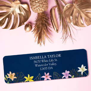 Tropical Leaves and Lily Floral Wedding Address