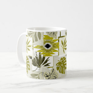 Tropical leaves and ornament elements. coffee mug
