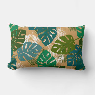 Tropical Leaves and Palm Fronds Lumbar Cushion