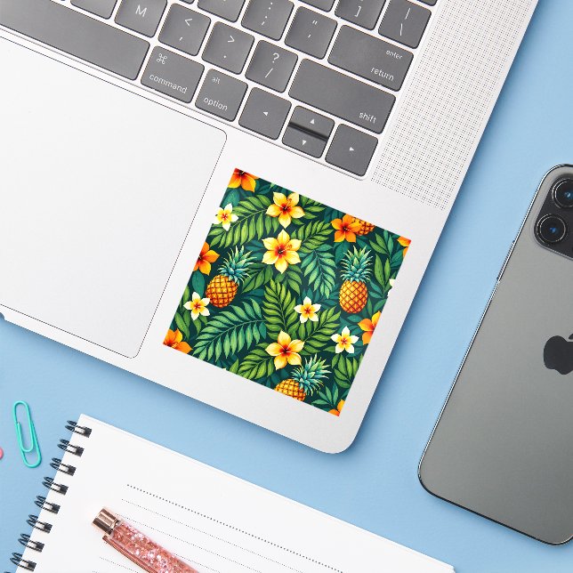 Tropical leaves and pineapple pattern (Laptop w/ iPhone)
