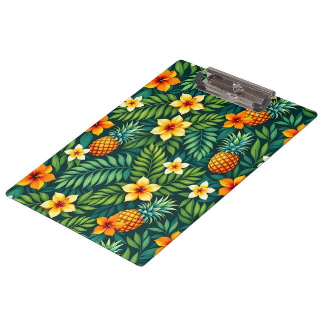Tropical leaves and pineapple pattern clipboard (Angled)