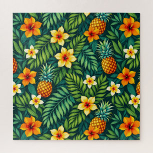 Tropical leaves and pineapple pattern jigsaw puzzle