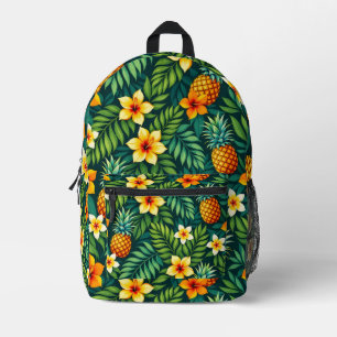 Tropical leaves and pineapple pattern printed backpack