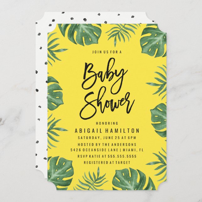 Tropical Leaves | Baby Shower Invitation (Front/Back)