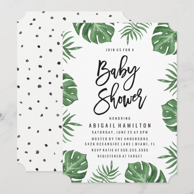 Tropical Leaves | Baby Shower Invitation (Front/Back)