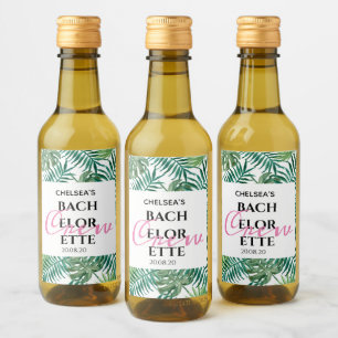 Tropical Leaves Bachelorette Crew Summer Party Wine Label