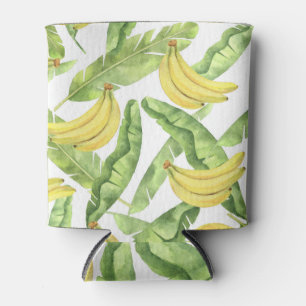 Tropical leaves, bananas, watercolor pattern. can cooler