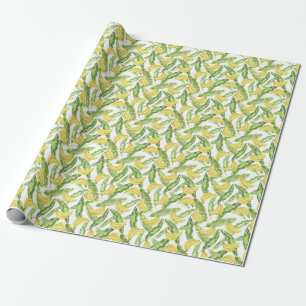 Tropical leaves, bananas, watercolor pattern. wrapping paper