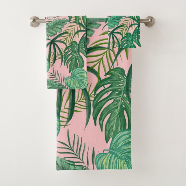 Tropical Leaves Bath Towel Set (Insitu)