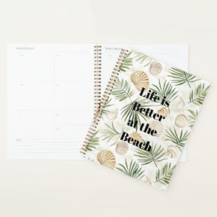 Tropical Leaves Beach Shells Planner