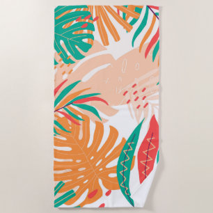 Tropical Leaves Beach Towel