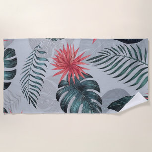 Tropical Leaves Beach Towel