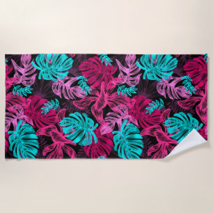 Tropical Leaves Beach Towel
