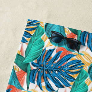 Tropical Leaves Beach Towel Exotic Summer Vacation