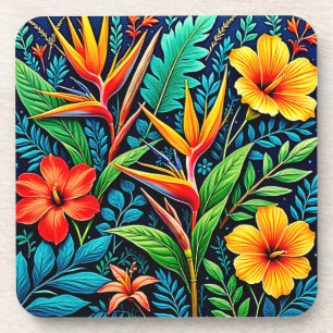 Tropical Leaves Bloom Art Coaster