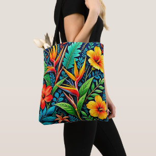 Tropical Leaves Bloom Art Tote Bag