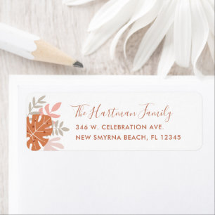 Tropical Leaves Boho Terracotta Orange Blush Pink