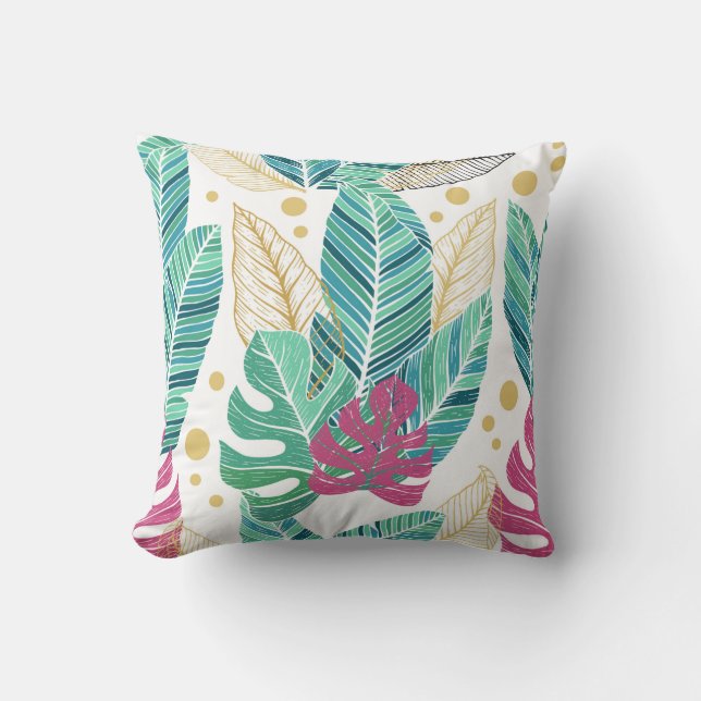 Tropical leaves. Botanical seamless pattern. Vinta Cushion (Front)