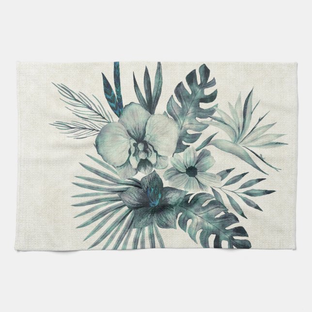 Tropical leaves bouquet tea towel (Horizontal)