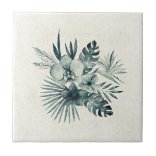 Tropical leaves bouquet tile